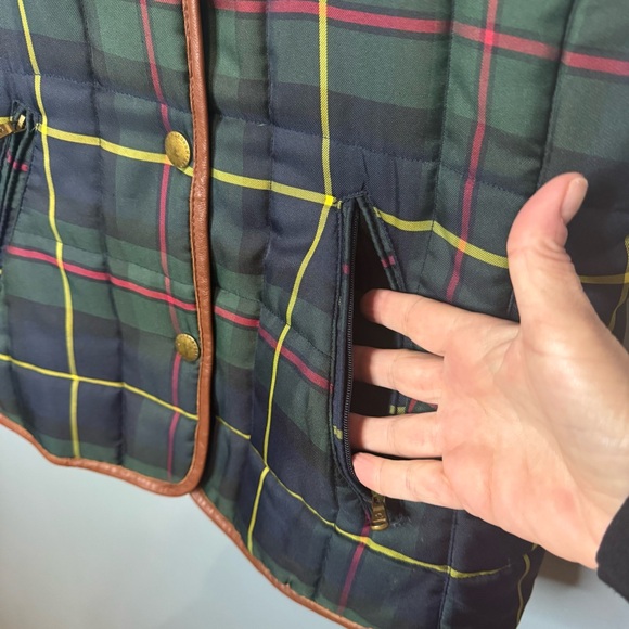Lauren Ralph Lauren Equestrian Polo Plaid Tartan Quilted Vest w/ Leather Trim S - Picture 6 of 13